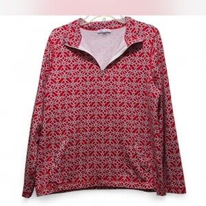 Talbots Red and White Rope Pattern Top